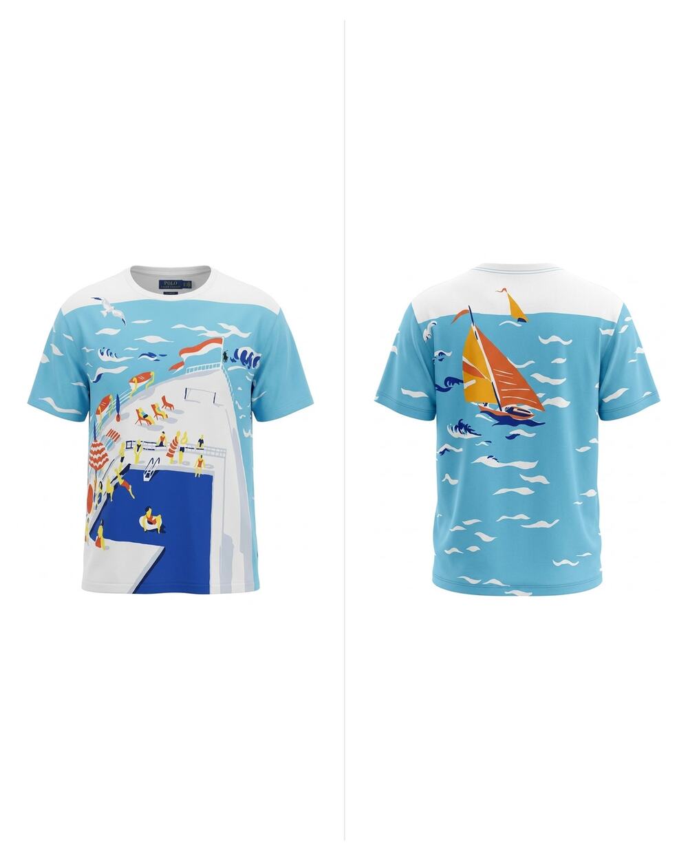 Polo Ralph Lauren Classic Fit Graphic Pool Sailboat T-Shirt Men Size XL